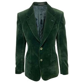 Emporio Armani Einreihige Jacke aus grünem Samt Grün