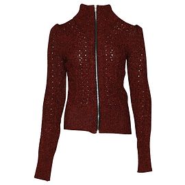 Isabel Marant Pull zippé en maille torsadée Daley en polyamide bordeaux Rouge Bordeaux