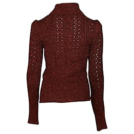 Isabel Marant-Isabel Marant Daley Cable Knit Zip Sweater in Burgundy Polyamide-Dark red