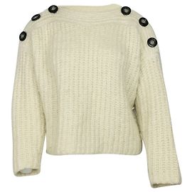 Isabel Marant Pull à Boutons en Laine Blanche Blanc Écru