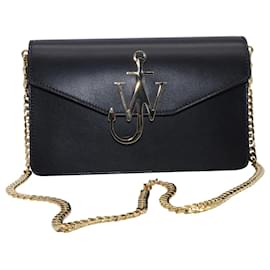 JW Anderson-JW Anderson Anchor Logo Bag in Black Leather-Black