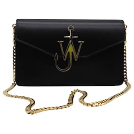 JW Anderson-JW Anderson Anchor Logo Bag in Black Leather-Black