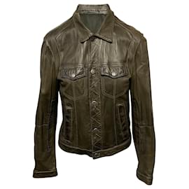Neil Barrett-Neil Barrett Jacket in Khaki Leather-Brown