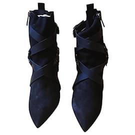 Balmain Leather Ankle Boots Black Black
