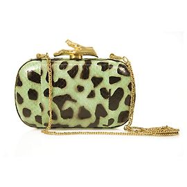 Diane Von Furstenberg Minaudiere Lytton Frame Clutch in finto serpente verde nero Multicolore