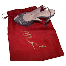 Rene Caovilla Python Sandalen mit Plateau Beige Andere