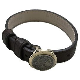 Bulgari Bvlgari 130th Year Anniversary Monete Leather Bracelet Brown Dark brown