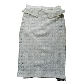 Burberry Prorsum-Burberry Prorsum falda con bordados-Blanco