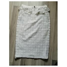 Burberry Prorsum-Burberry Prorsum falda con bordados-Blanco