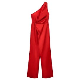 Asymmetrischer Satin-Overall Zara Rot