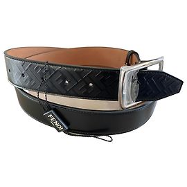 Novo cinto fendi de couro preto e prata 110cm Preto