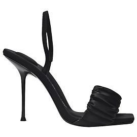 Alexander Wang Julia 105 Scrunchie-Sandalen aus schwarzem Satin Schwarz