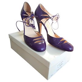 Autre Marque Décolleté purple leather stiletto SPELTA measure 38. Dark purple