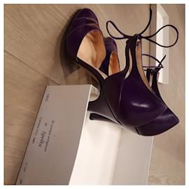Autre Marque-Décolleté purple leather stiletto SPELTA measure 38.-Dark purple