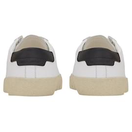 Saint Laurent-court sl sneakers /06 optic white in leather and gold-colored embroidered-White