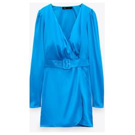 Zara-Vestido blazer Zara talla XS-Azul