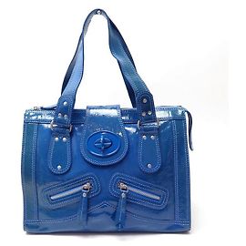 BORSA KENZO IN VERNICE BLU CON TRACOLLA 34 BORSA A MANO IN PELLE BLU CM Blu