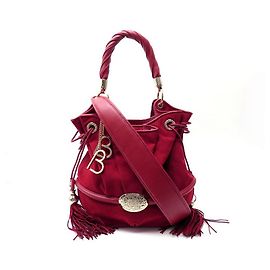 NEW LANCEL BRIGITTE BARDOT BB A HANDBAG04801 SUEDE STRAP HAND BAG Red