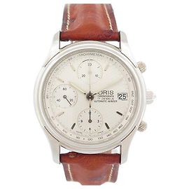 RELÓGIO VINTAGE ORIS 7415 DATA DO CRONÓGRAFO DE AÇO DO BOLINHO 38 RELÓGIO AUTOMÁTICO MM Prata