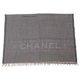 Chanel-STOLE CHANEL LOGO CC 31 RUE CAMBON CASHMERE & BROWN WOOL SCARF SCARF-Brown