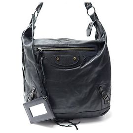 BALENCIAGA DAY SHOULDER HANDBAG 140442 BLACK LEATHER HAND BAG Black