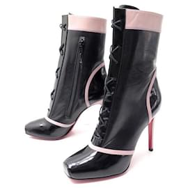 Christian Louboutin-NEW CHRISTIAN LOUBOUTIN JS STYLE SHOES 37 BLACK LEATHER BOOTS BOOTS-Black