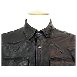 Ralph Lauren-JACKET RALPH LAUREN POLO JACKET 48 M BLACK LEATHER JACKET COAT-Black