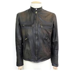 Ralph Lauren-JACKET RALPH LAUREN lined RL JACKET 48 M BLACK LEATHER JACKET-Black