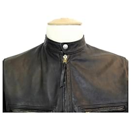 Ralph Lauren-JACKET RALPH LAUREN lined RL JACKET 48 M BLACK LEATHER JACKET-Black