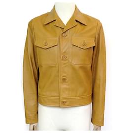 Sandro-NEW SANDRO V JACKET7144s-1351 Jacket  48 M CAMEL GOLD LEATHER JACKET-Caramel
