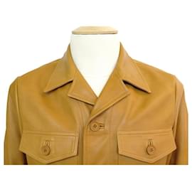 Sandro-NEW SANDRO V JACKET7144s-1351 Jacket  48 M CAMEL GOLD LEATHER JACKET-Caramel