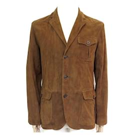 Ralph Lauren-NEW JACKET RALPH LAUREN POLO JACKET 48 M BROWN SUEDE JACKET-Brown