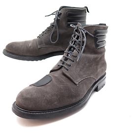 CHAUSSURES HESCHUNG BOTTINES BIKER 9 43 CUIR & DAIM ANTHRACITE BIKER BOOTS Gris anthracite