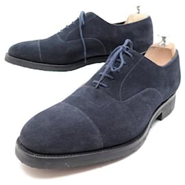 JM Weston-NINE JM WESTON RICHELIEU STRAIGHT TOE SHOES 300 10D 44 BLUE SUEDE SHOES-Navy blue