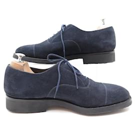 JM Weston-NINE JM WESTON RICHELIEU STRAIGHT TOE SHOES 300 10D 44 BLUE SUEDE SHOES-Navy blue