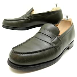 JM Weston-JM WESTON LOAFERS 180 9.5C 43.5 KHAKI LEATHER LEATHER LOAFERS-Khaki