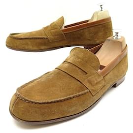 JM Weston-JM WESTON SHOES LE MOC MOCCASES 281 10C 44 BROWN SUEDE LEATHER SHOES-Brown