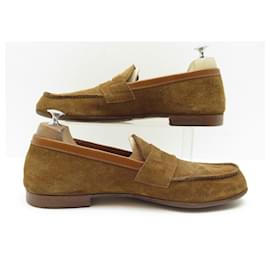 JM Weston-JM WESTON SHOES LE MOC MOCCASES 281 10C 44 BROWN SUEDE LEATHER SHOES-Brown