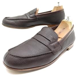 JM Weston-JM WESTON SHOES LE MOC MOCCASES 281 10C 44 FINE BROWN GRAINED LEATHER-Brown