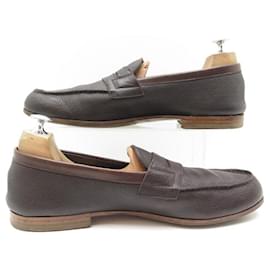 JM Weston-JM WESTON SHOES LE MOC MOCCASES 281 10C 44 FINE BROWN GRAINED LEATHER-Brown