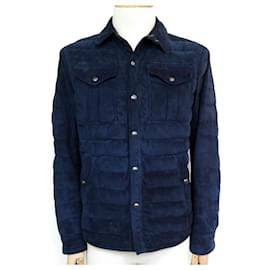 Ralph Lauren-RALPH LAUREN POLO JACKET 48 M LEATHER JACKET PADDED DOWN SHIRT COAT-Blue