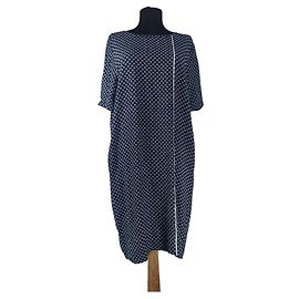 Robe Baum und Pferdgarten bleue en viscose Bleu