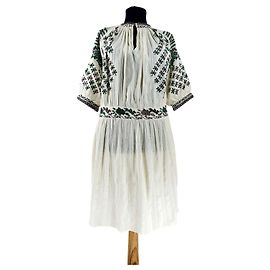 Robe Vanessa Bruno Broderie Coton Blanc Multicolore Blanc Multicolore