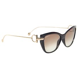 Salvatore Ferragamo Ferragamo Schwarze quadratische getönte Sonnenbrille Schwarz