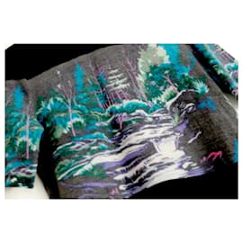 Balenciaga-Maglia Balenciga in maglia con stampa foresta-Nero