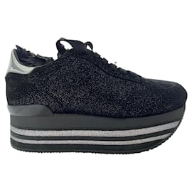 Hogan-Hogan Grey Platform Sneakers-Black