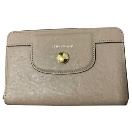 Carteira Longchamp de couro bege Bege