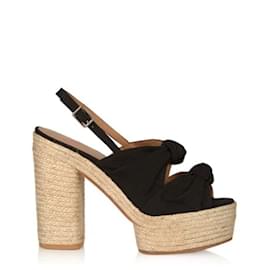 Castaner-Castaner Abbey knotted canvas platform sandals-Black,Cream
