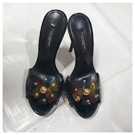 Dolce & Gabbana-Dolce & Gabbana - UE /36 - Sandales à talons en cuir verni noir-Noir
