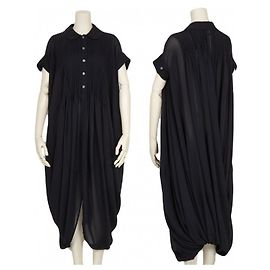[Gebraucht] Junya Watanabe COMME des GARCONS Chiffon Pin Tuck Drape Round Color Blusenkleid Dunkelblau